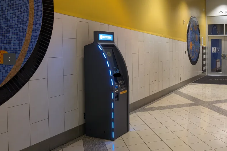 Bitcoin ATM in public transit station