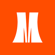 White stylized letter M logo on an orange background.