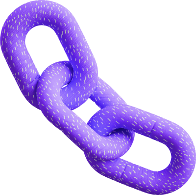 Three interconnected purple chain links with white dashed patterns.