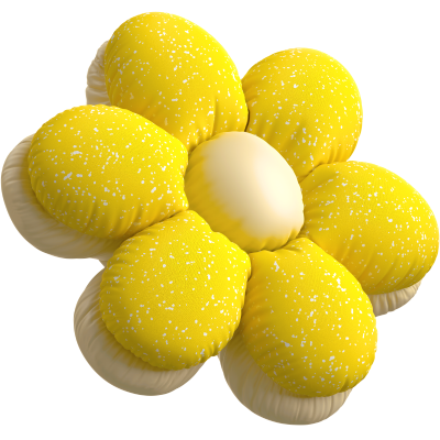 Close-up of a yellow flower with six rounded petals and a light center on a black background.