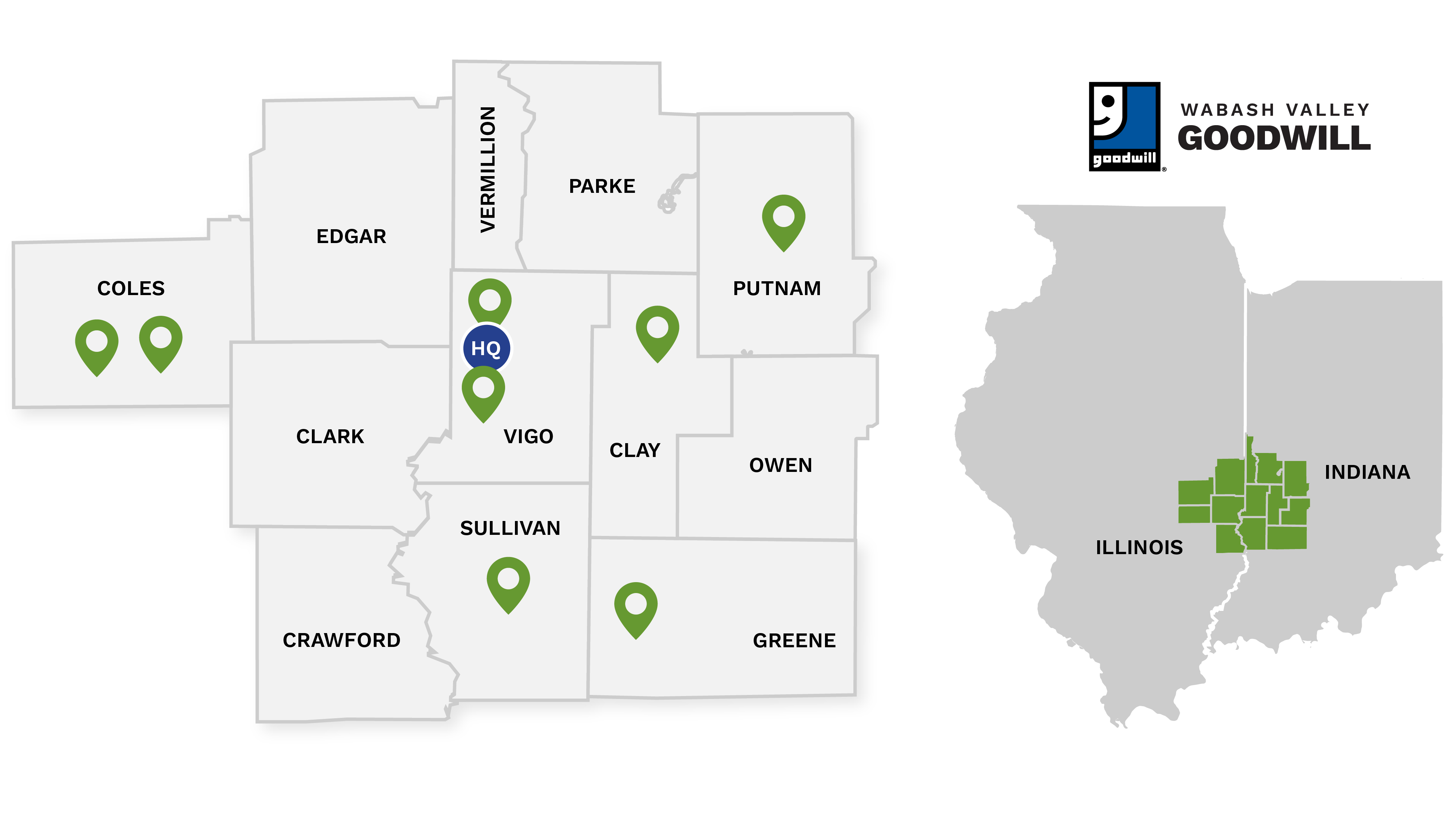 Wabash Valley Goodwill service area map