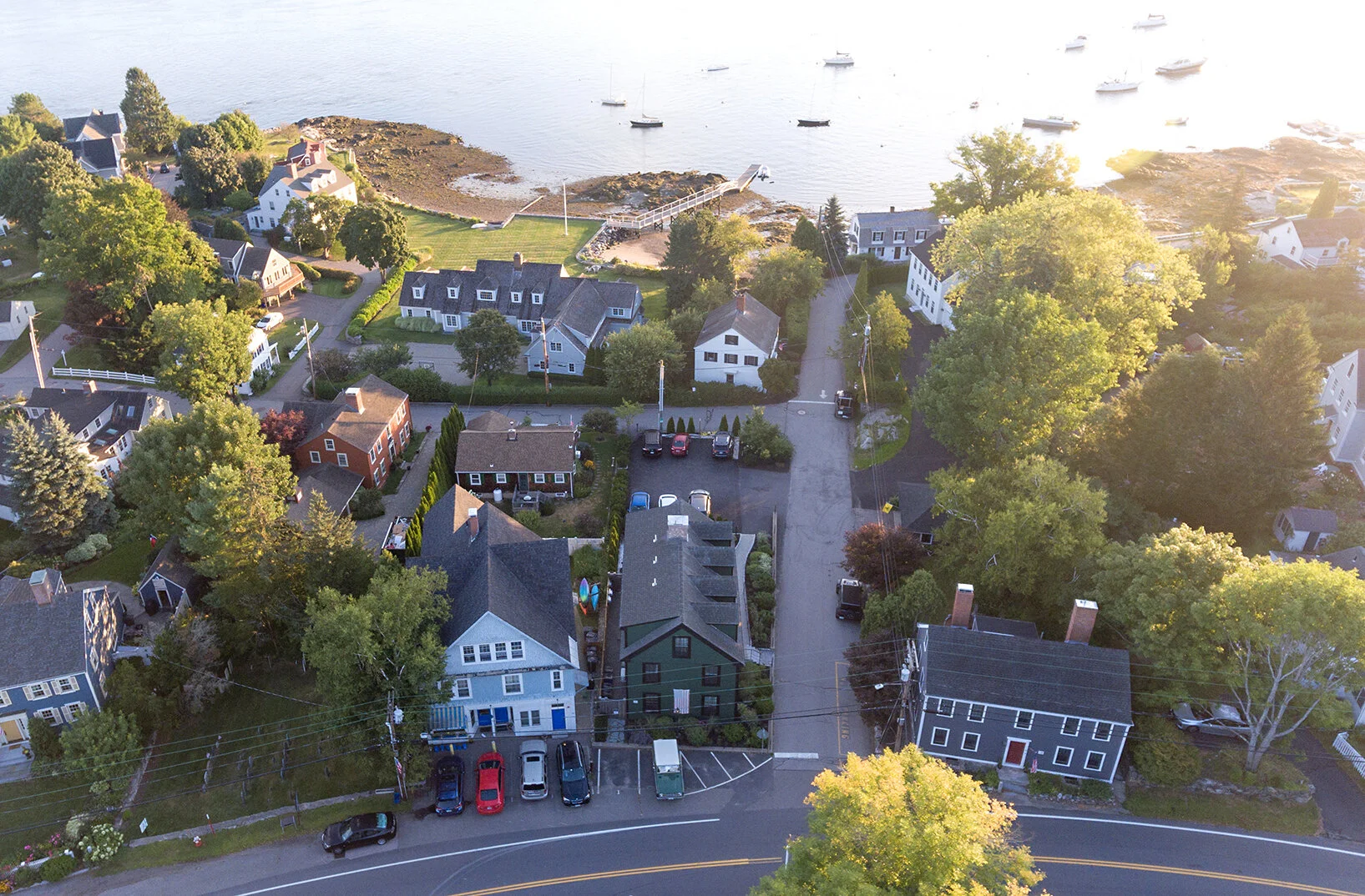 Aerial view of New Castle and Great Island Inn