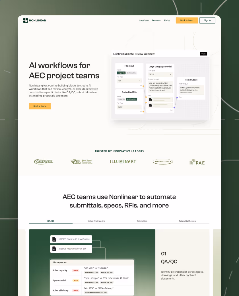 Mockup of client landing page