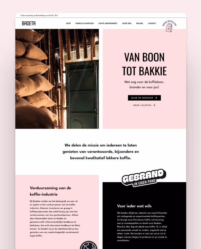 Mockup of client landing page