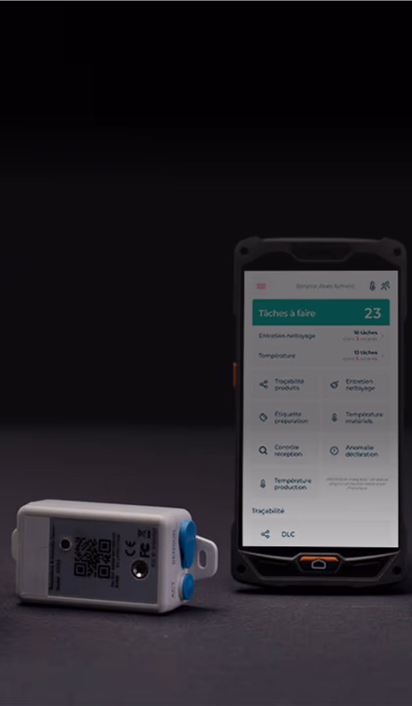 solution de contrôle HACCP et Plan de Maîtrise Sanitaire sur smartphone, tablette et sonde de température connectée