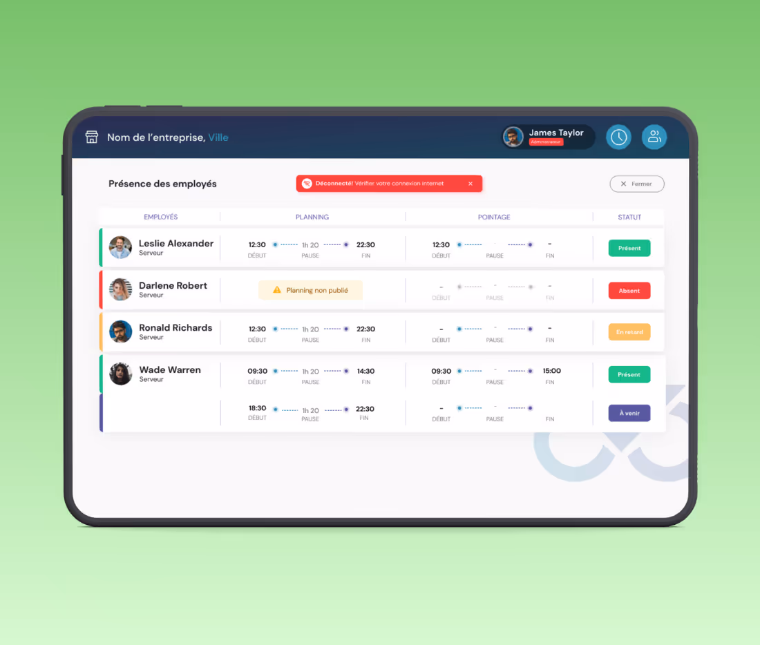 application pour suivre simplement le planning des employés pour tous les commerces