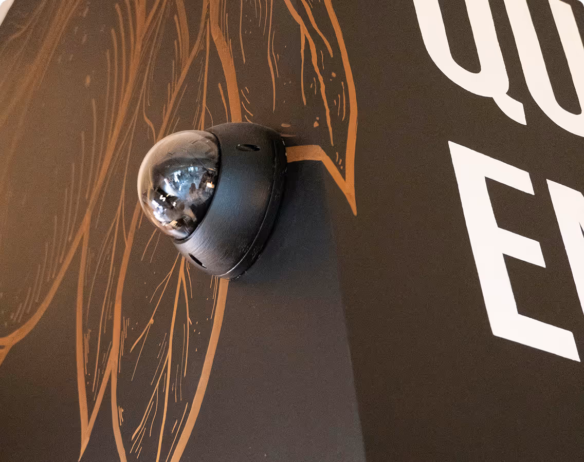 caméra dôme installée dans un restaurant pour assurer la protection de tous