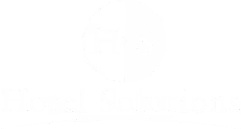 Hotel Solutions logo with stylized H and S inside a divided circle above the text.