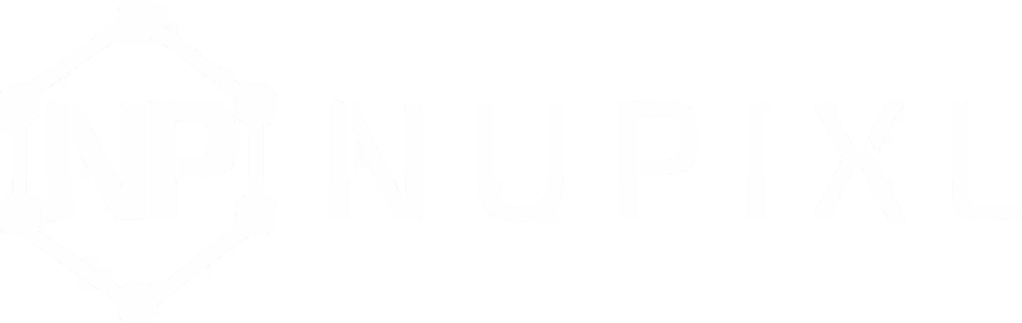 Nupixl company logo with connected nodes around letters NP.