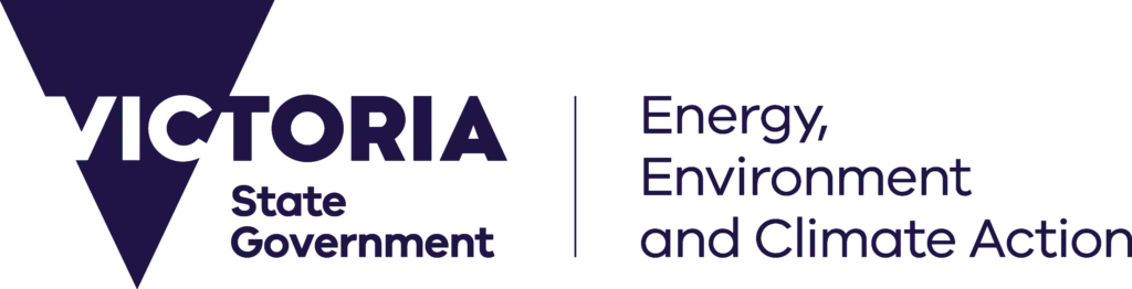 Victoria State Government logo with text Energy Environment and Climate Action.
