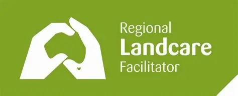 Logo with white hands forming a heart shape beside the text 'Regional Landcare Facilitator' on a green background.
