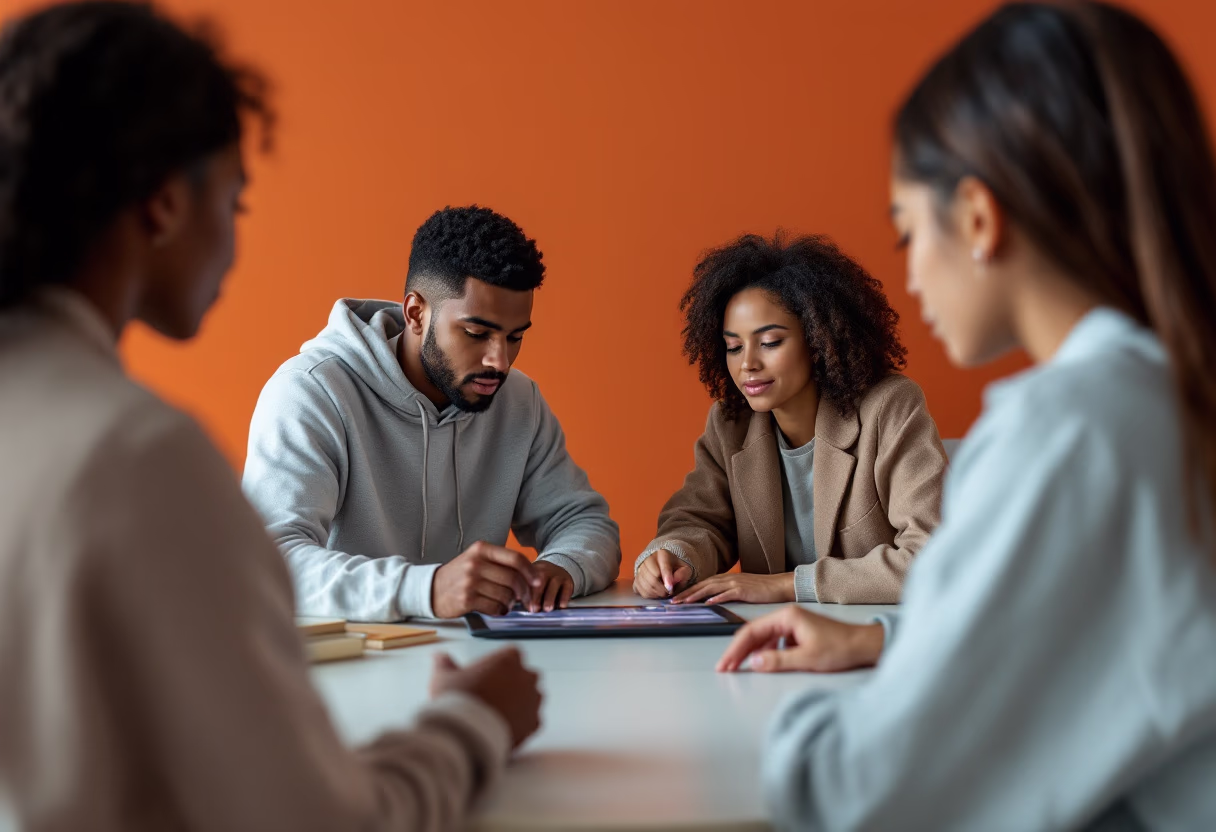 image of students collaborating on a project (for a edtech)