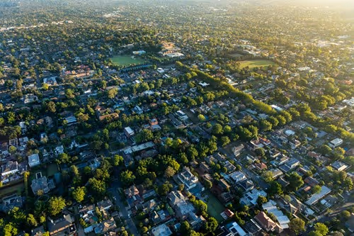 Birds eye view photo of suburbs