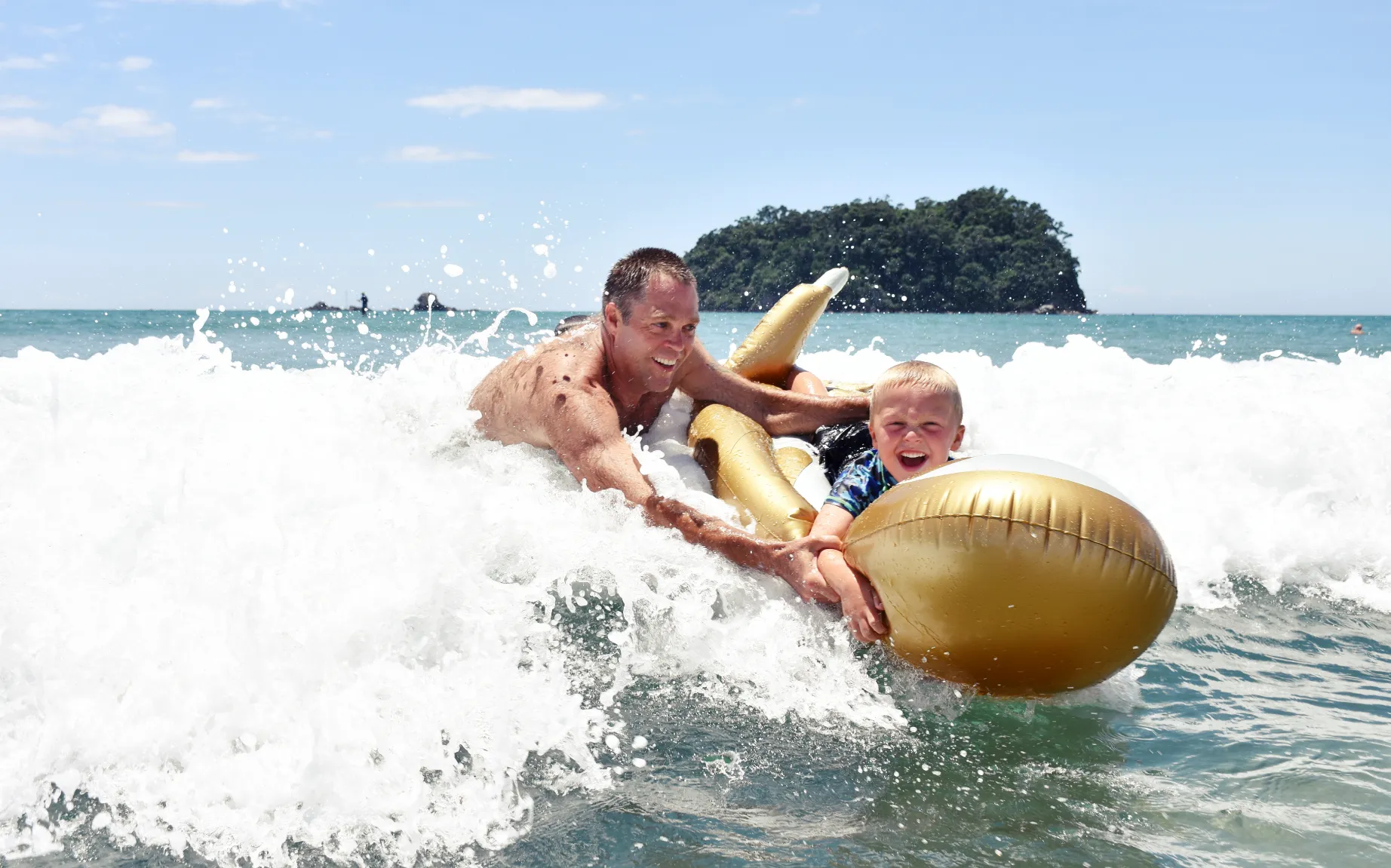 Father and son at the beach