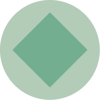 Green diamond shape centered inside a light green circle on a white background.