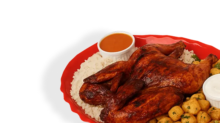 Poulet grillé libanais accompagné de pommes de terre et sauce à l’ail