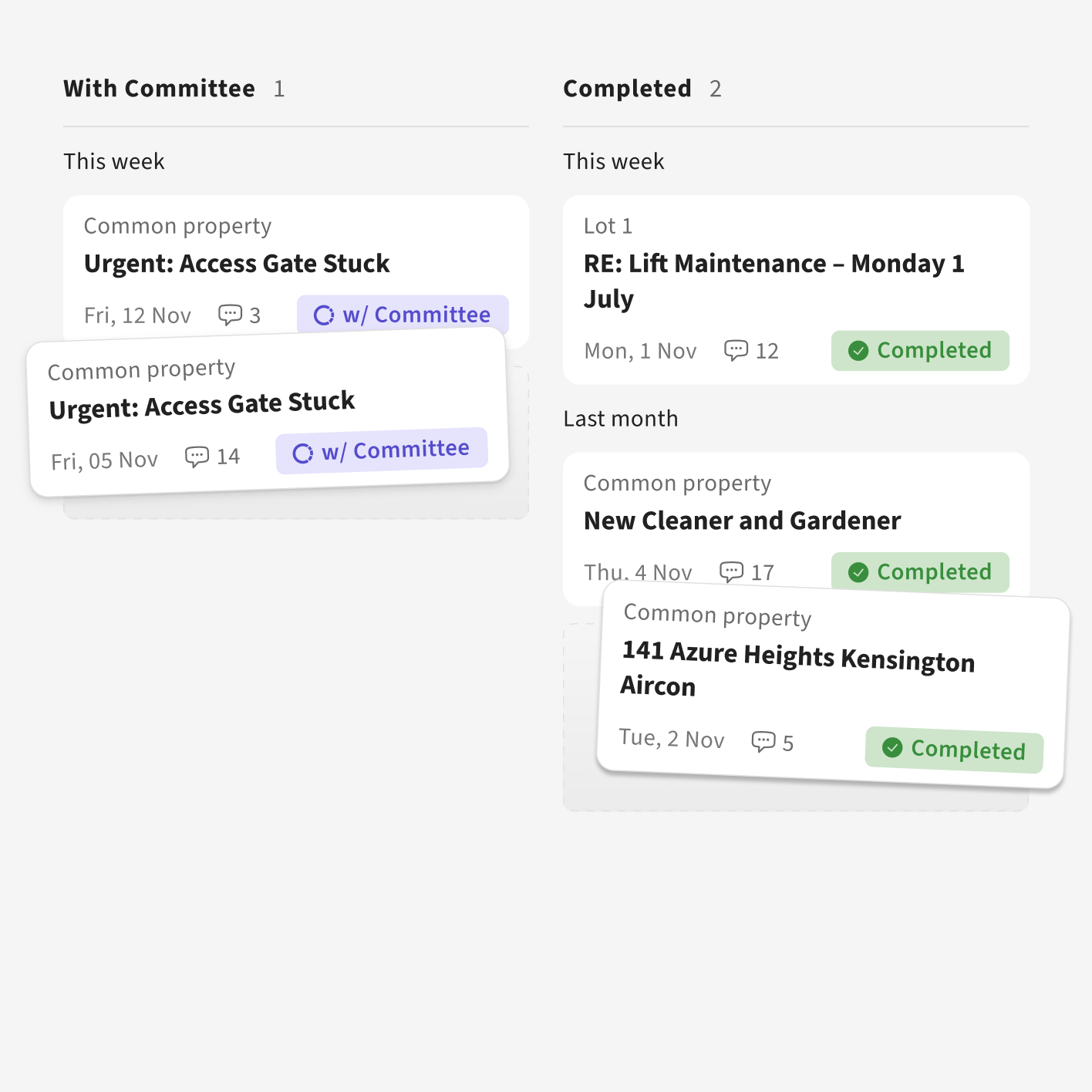 Owners portal kanban dashboard