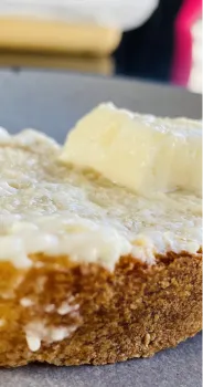 fattastic technologies fat ingredient product spread on a piece of bread