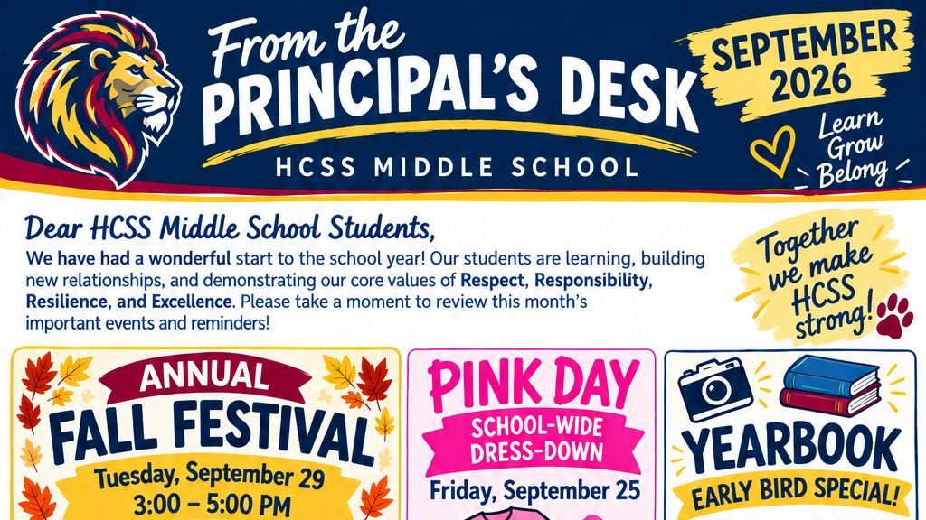 Principal’s Newsletter: September 2026