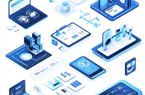 Illustration of low-code and no-code platforms enabling rapid app development without coding expertise.