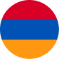 Round icon of the Armenia flag with horizontal stripes of red, blue, and orange.