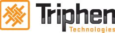 Triphen company logo featuring an orange geometric star-like symbol enclosed in a square next to the word 'Triphen' with the tagline 'The beauty hub' below.