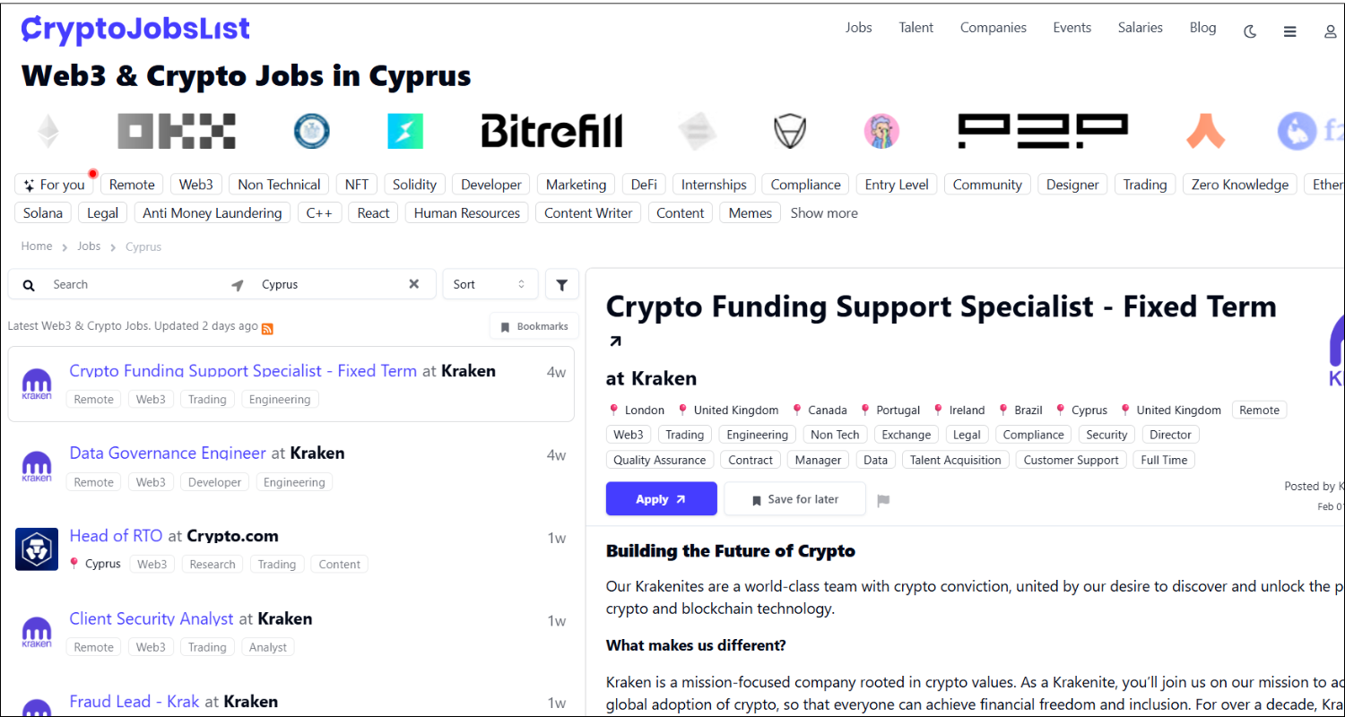 Best Job Sites in Cyprus cryptojobslist