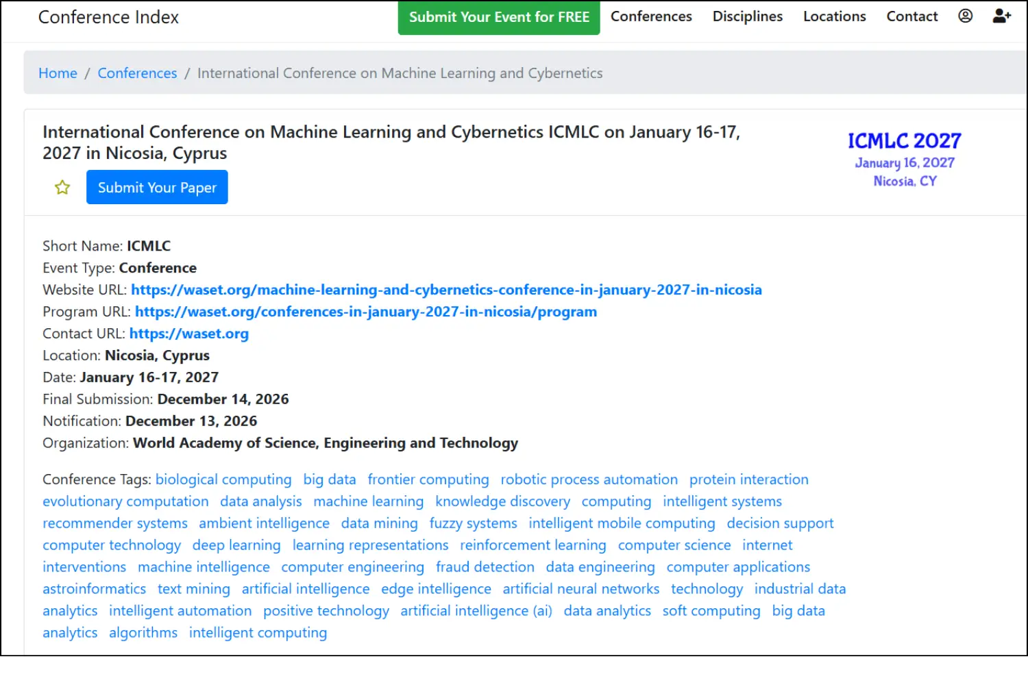 International Conference on Machine Learning and Cybernetics (ICMLC)