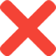Red cross or close icon with thick arms on a white background.