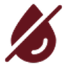 Icon of a water droplet with a diagonal line through it, indicating no water or water restriction.