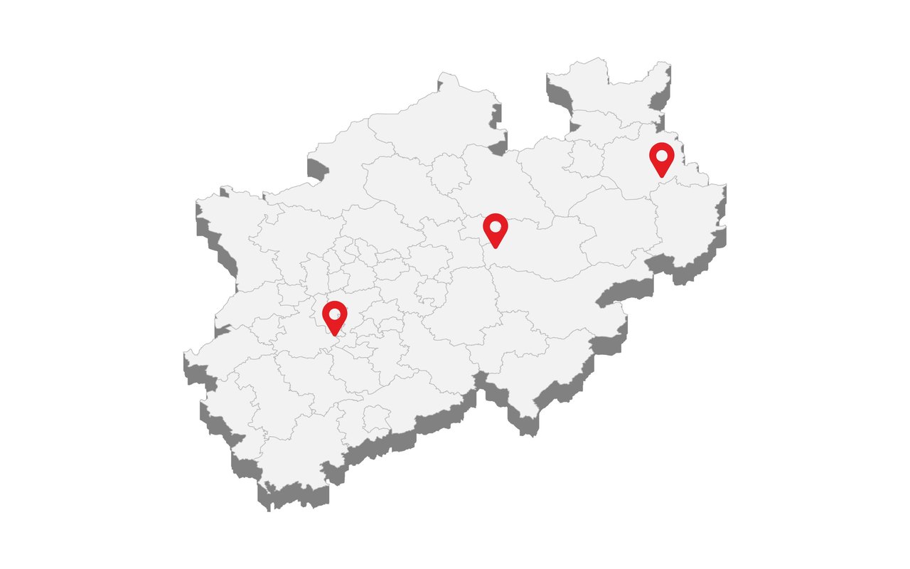 Foto einer Karte von NRW