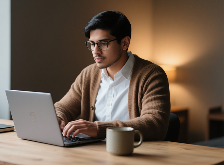 A person working in front of a laptop
