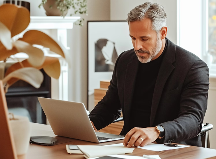 A person working in front of a laptop