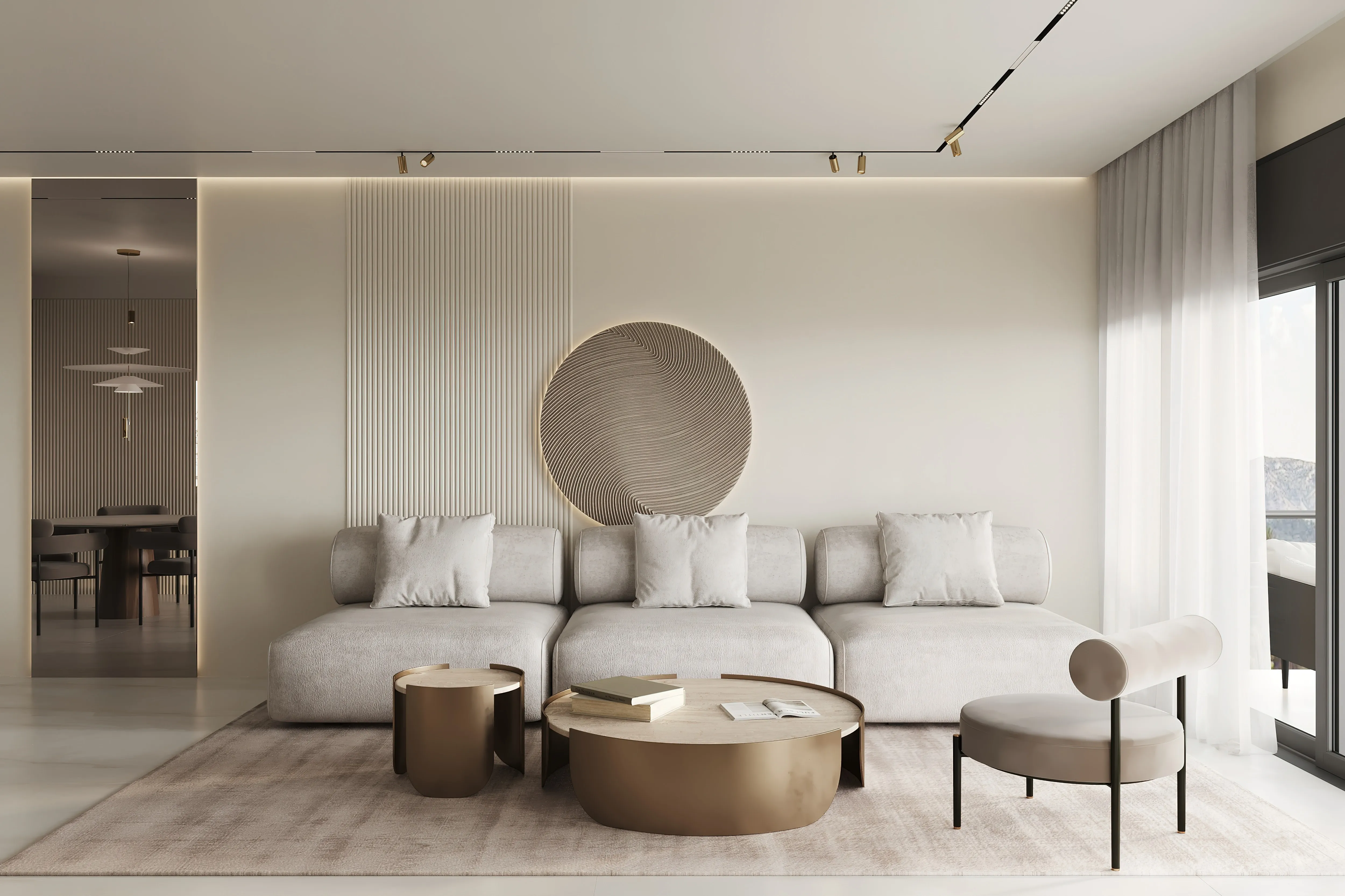 Modernes Wohnzimmer. Elegante Inneneinrichtung. Caroline Wolf Immobilien
