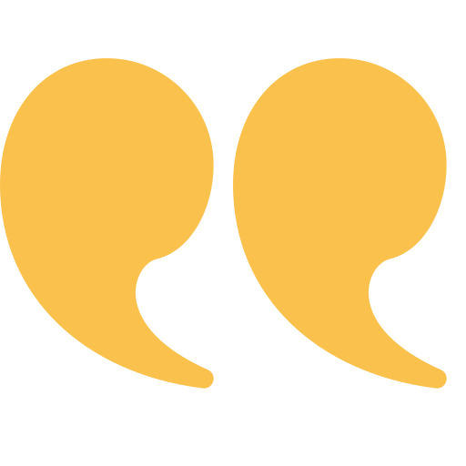 Large stylized yellow quotation marks on a transparent background.