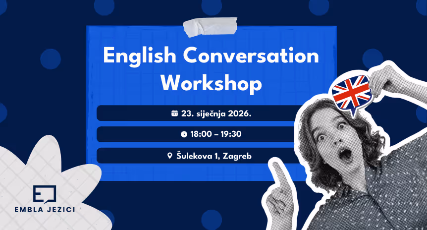 Podaci o radionici pod nazivom "English Conversation Workshop."
