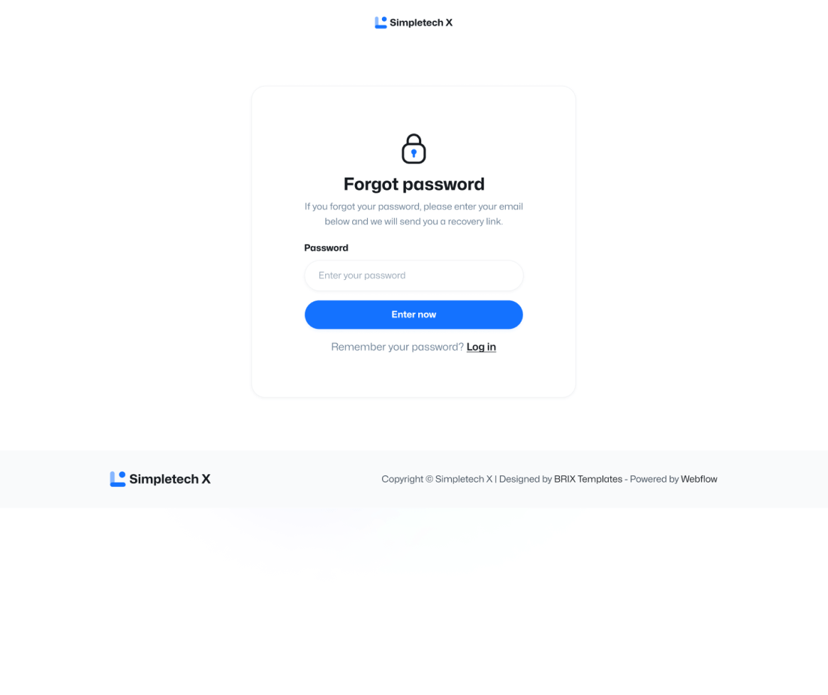 Simpletech X - Forgot Password Page - Tech Webflow Template