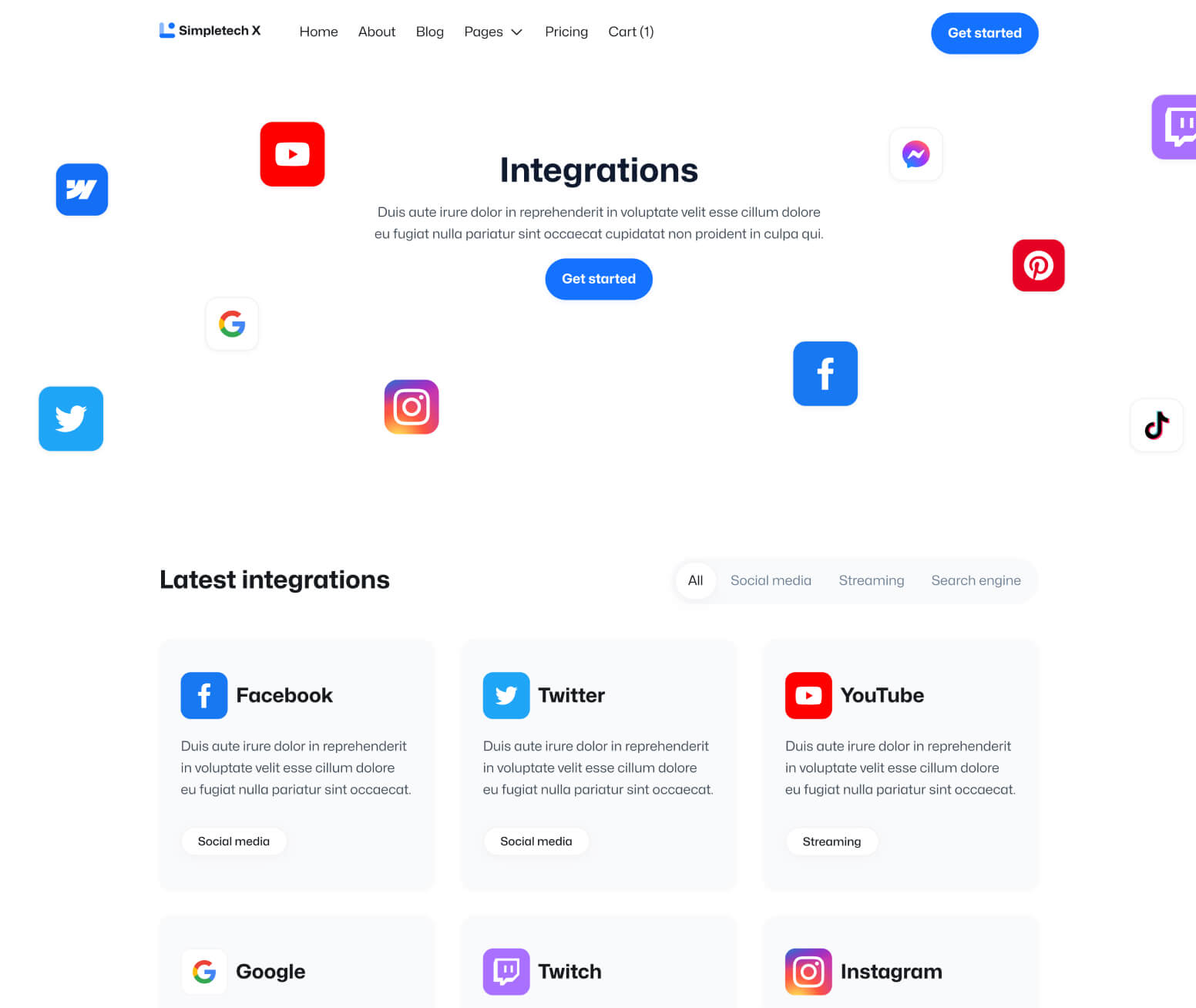 Simpletech X - Integrations Page - Tech Webflow Template