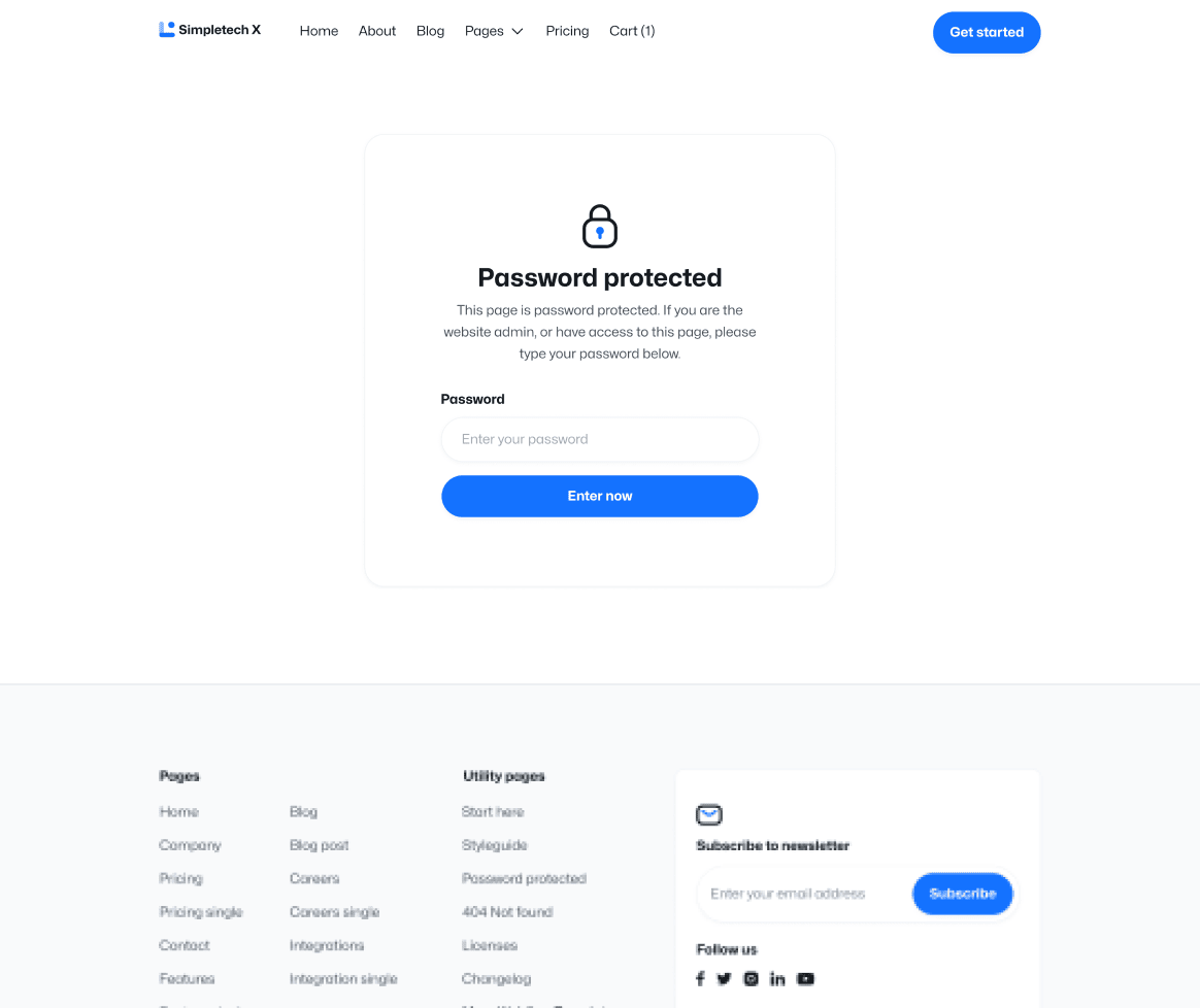Simpletech X - Password Page - Tech Webflow Template

