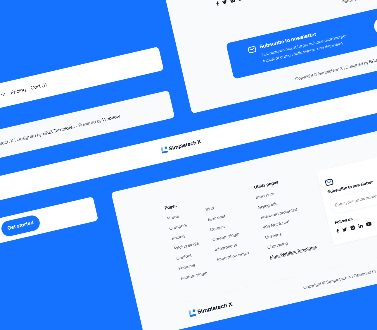 Simpletech X - 3 Headers And Footers - Tech Webflow Template
