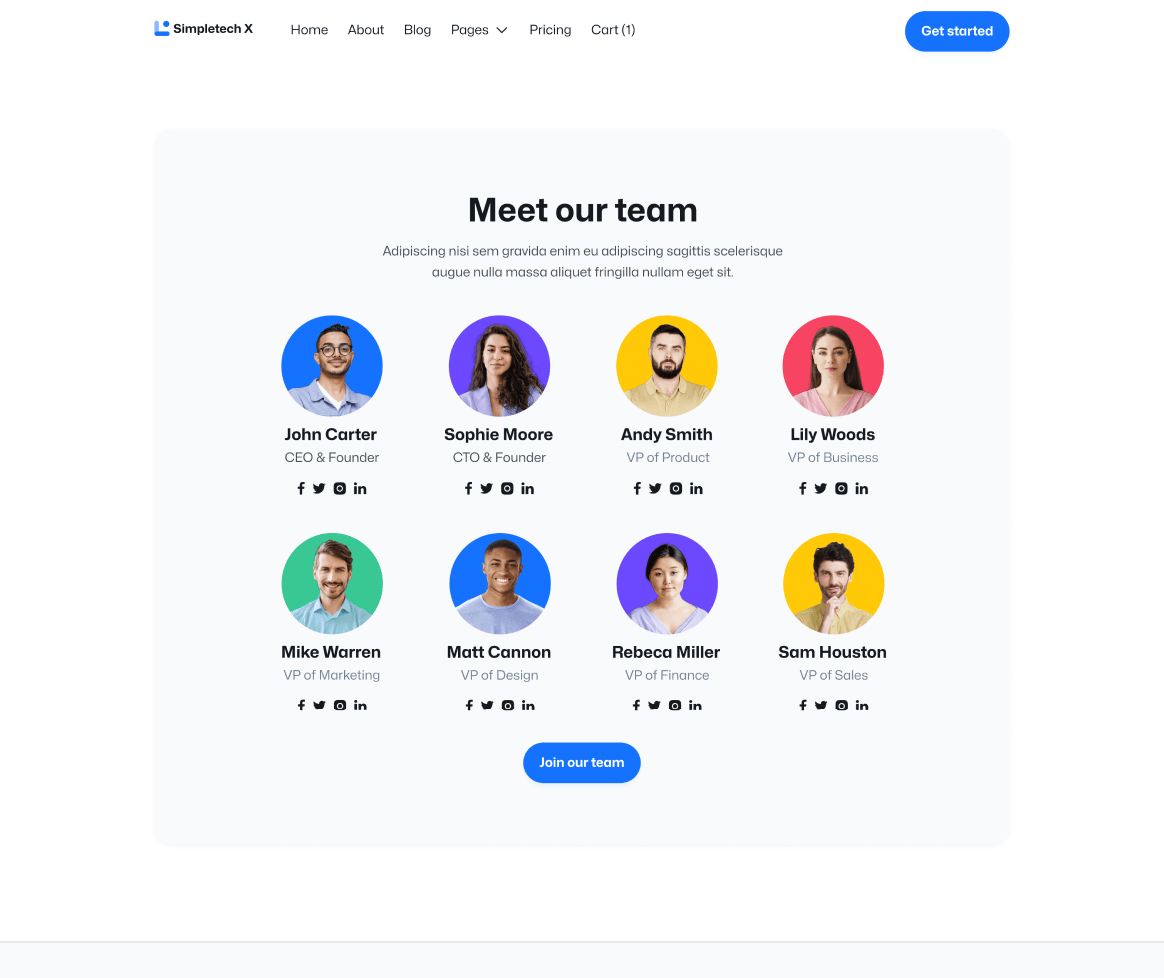 Simpletech X - Team Member Page - Tech Webflow Template