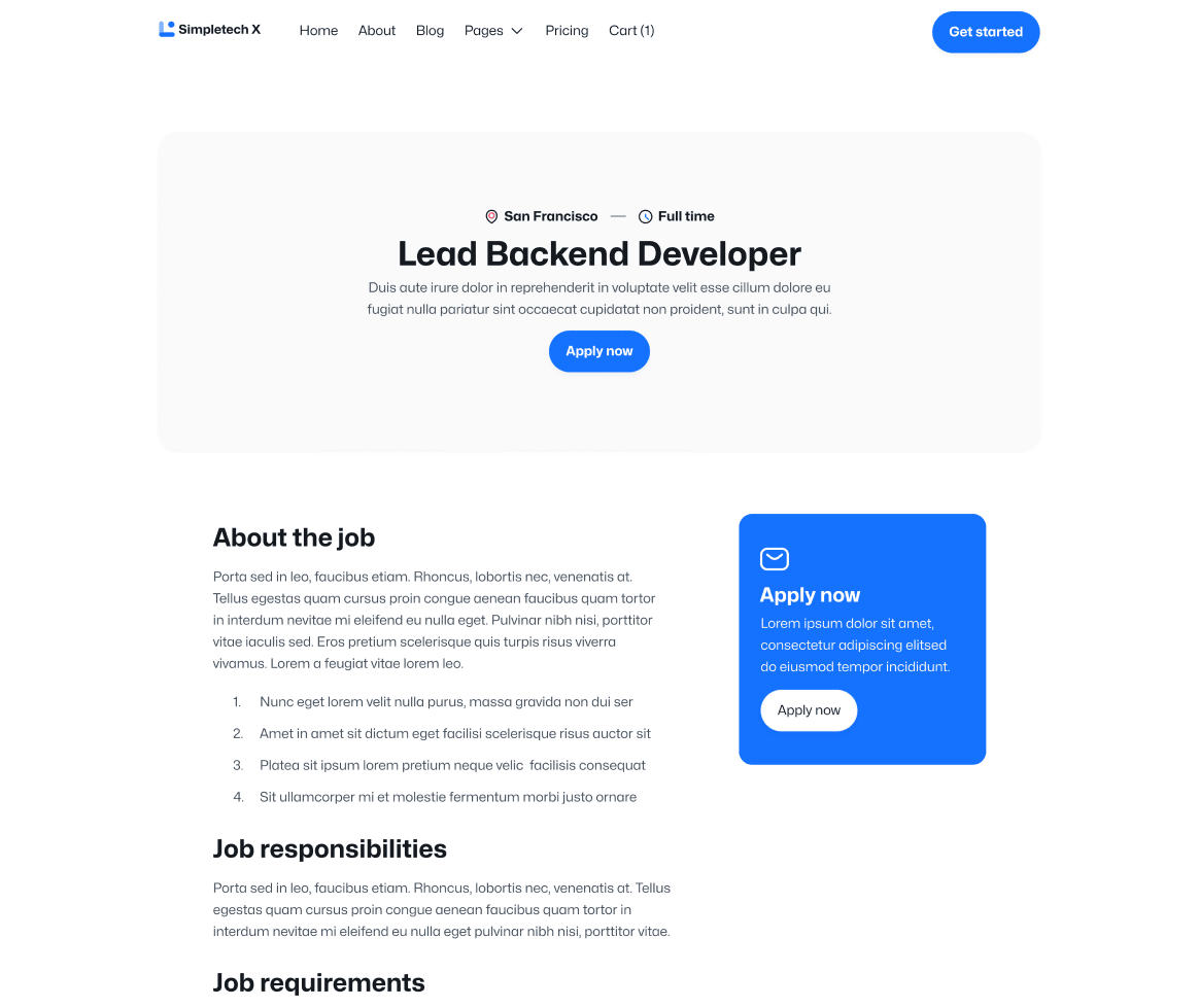 Simpletech X - Career Single Page - Tech Webflow Template
