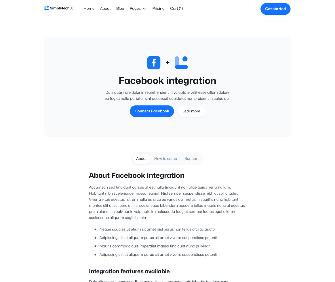Simpletech X - Integrations Single Page - Tech Webflow Template