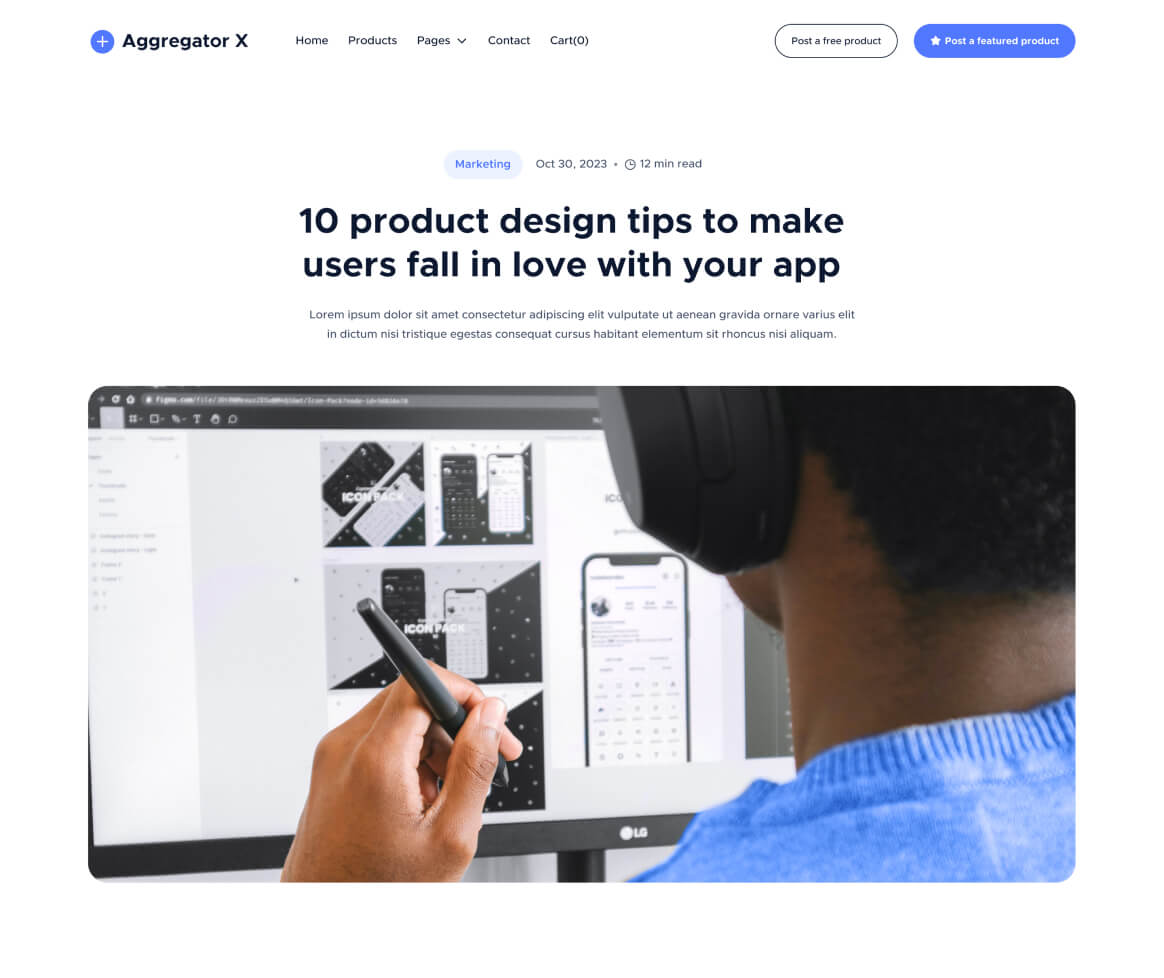 Aggregator X - Blog Post Page - Upvoting Webflow Template
