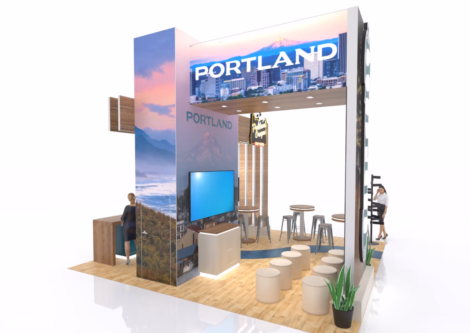 Travel Portland custom booth design detail