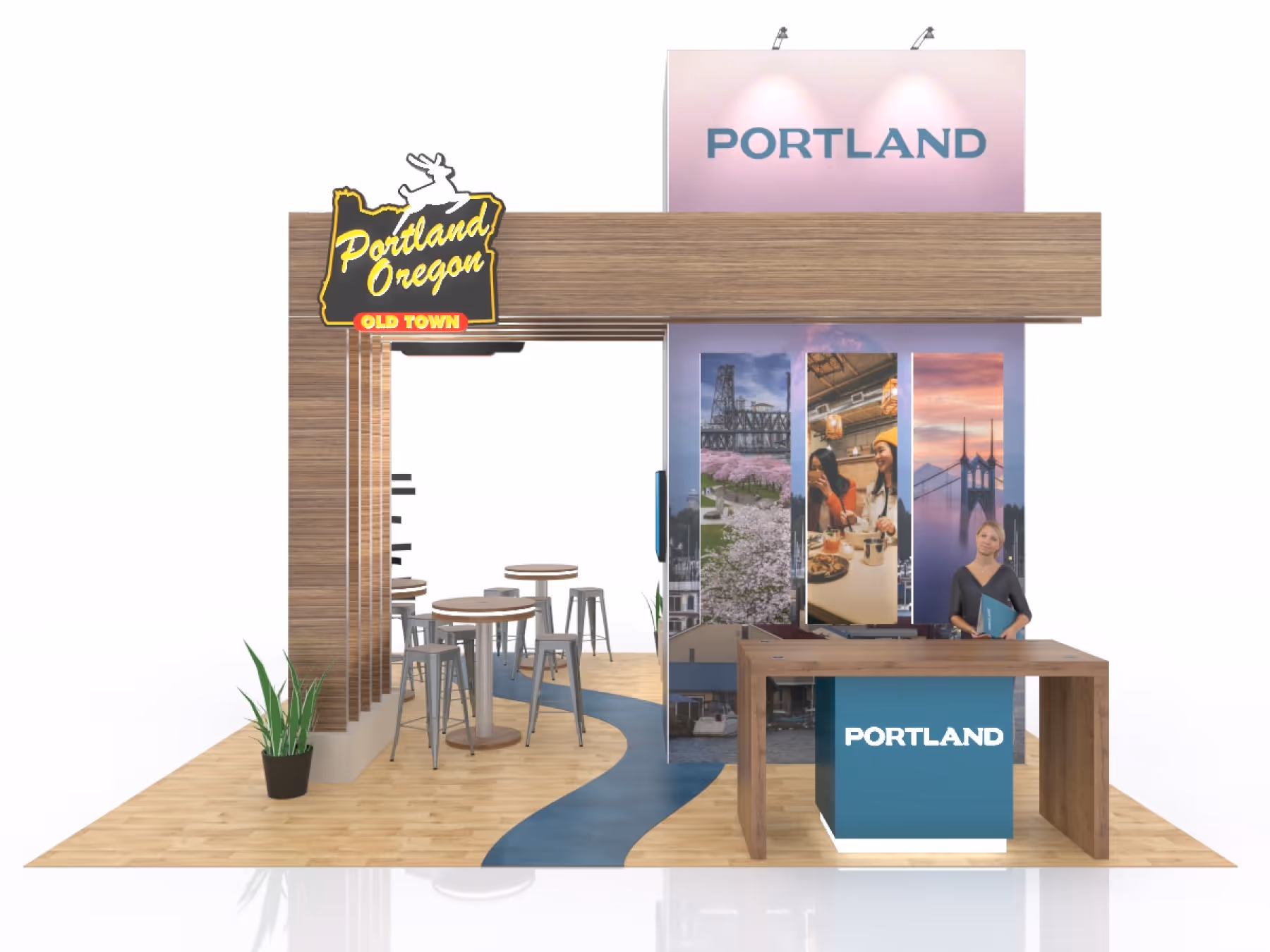 Travel Portland custom booth design detail