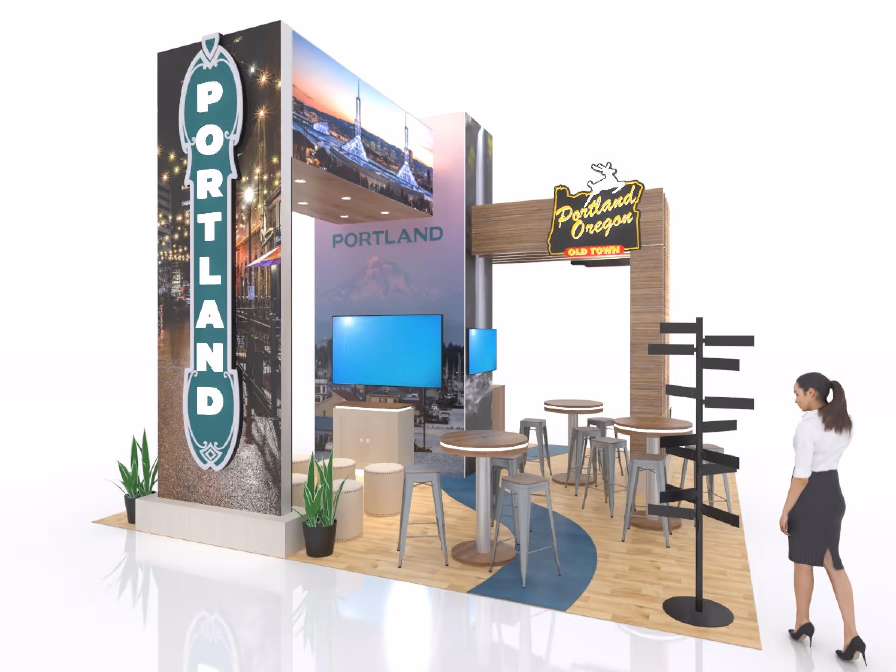 Travel Portland custom booth design detail