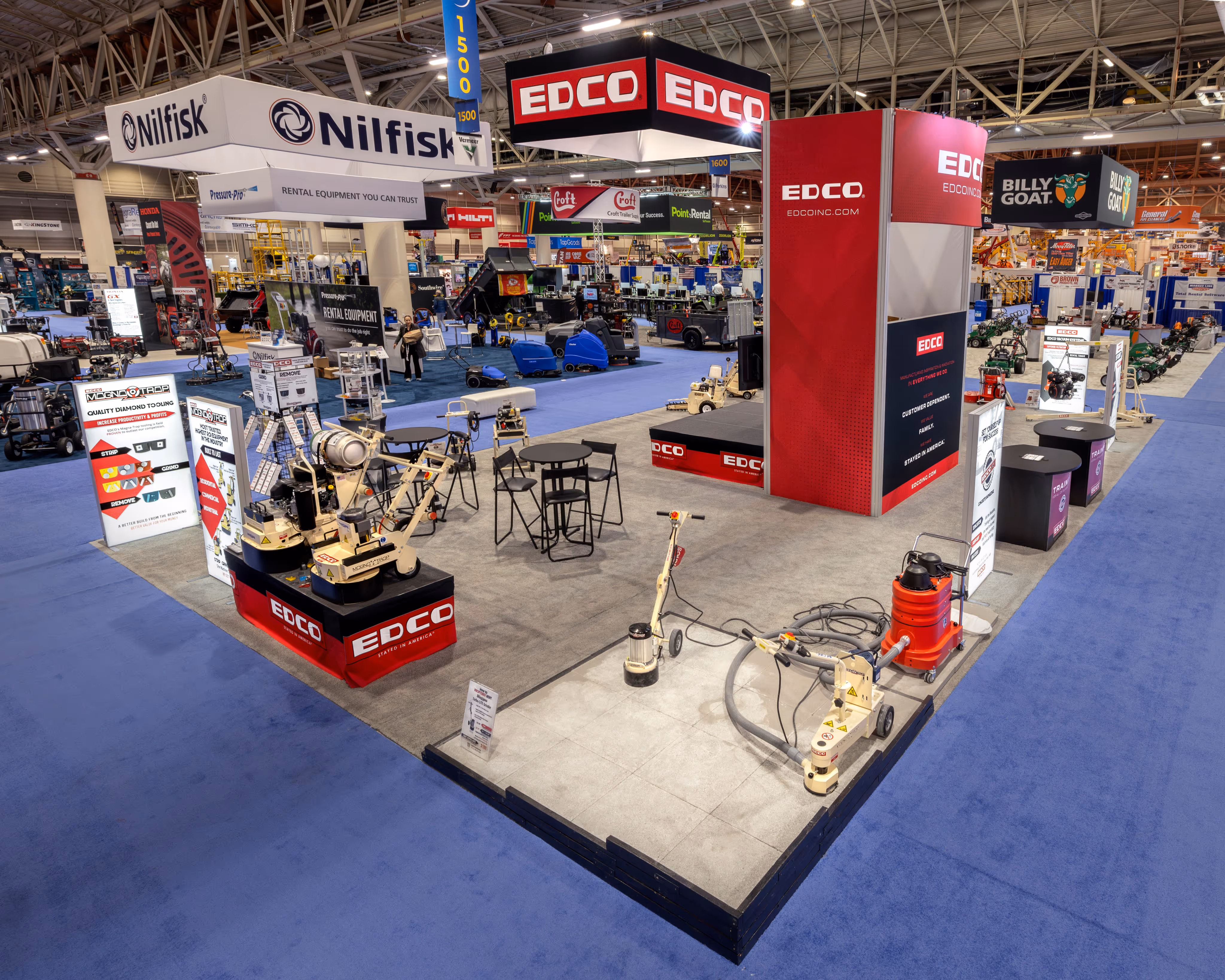 EDCO open concept booth with live demos on the show floor