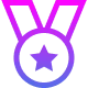 Icon of a medal with a star in the center and a ribbon above it.