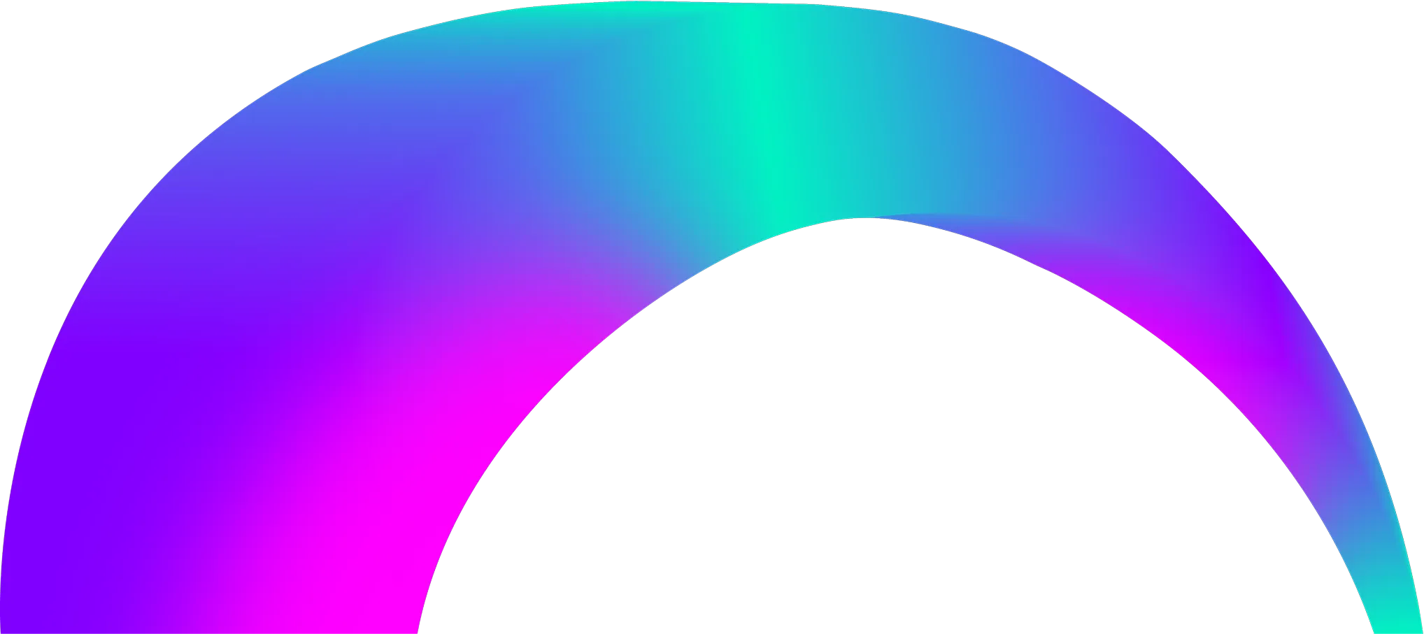 Gradient arc shape blending blue, cyan, and magenta colors on a transparent background.